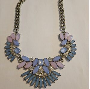 Chic Pastel Blue and Pink Statement Necklace